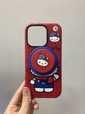 Hello Kitty Red Phone Case with Blue Pop Grip